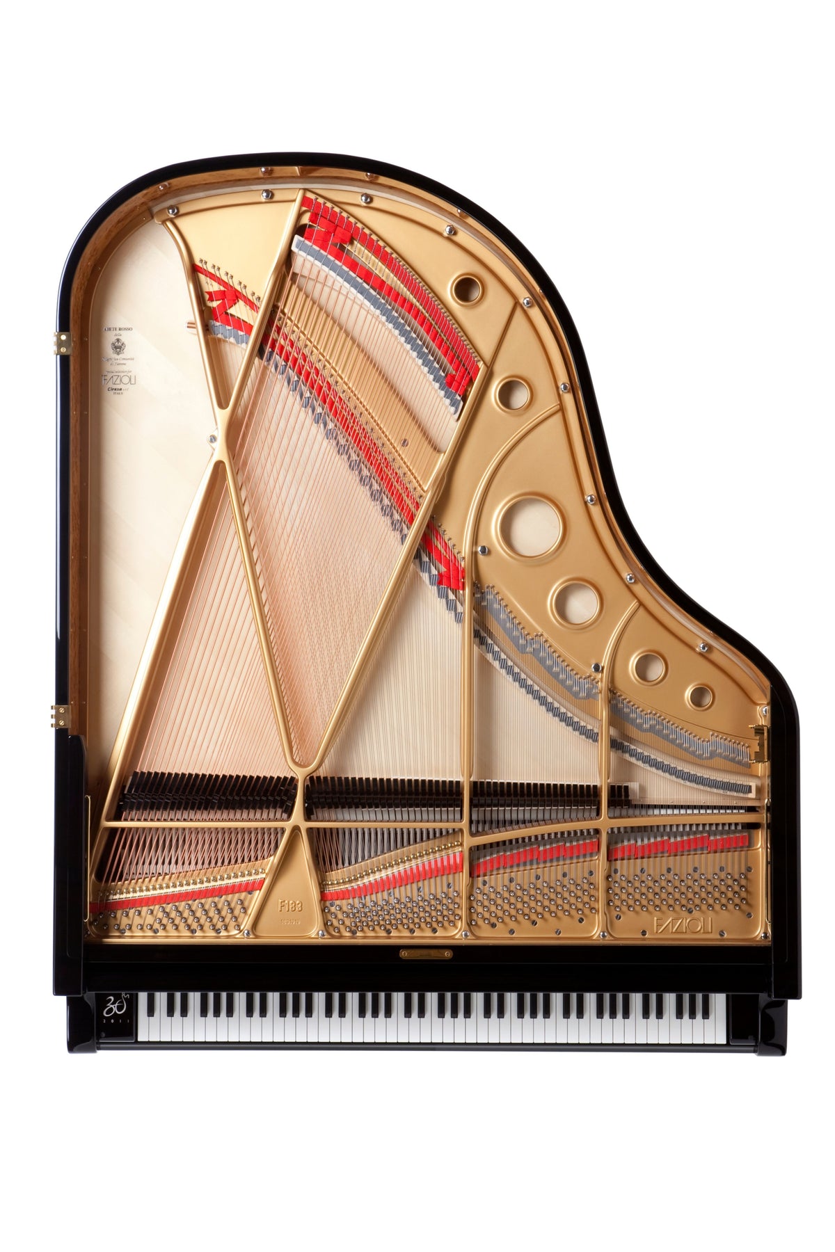 Table d’harmonie et cordes du Fazioli F183, piano à queue neuf à vendre chez Accord & Co en Rhône-Alpes et Suisse romande