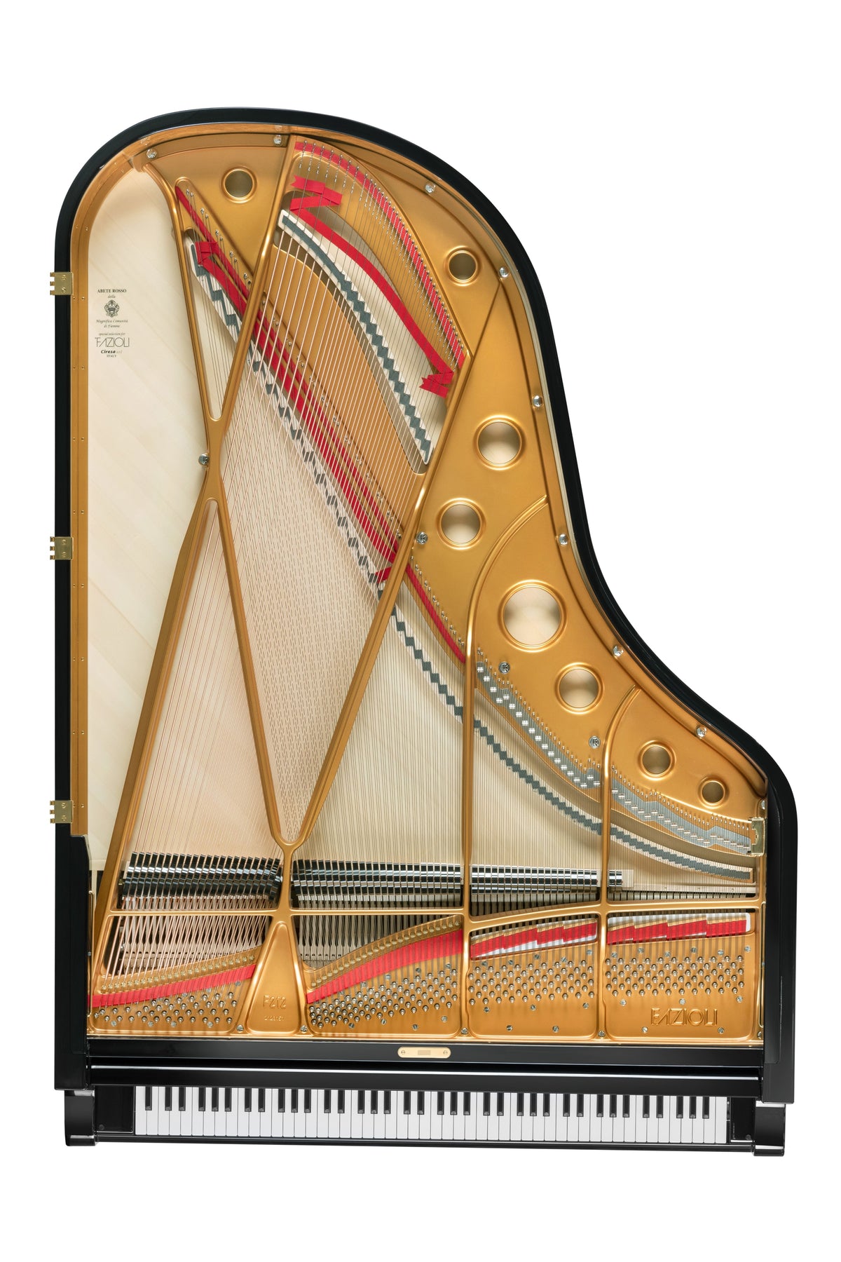 Table d’harmonie et cordes du Fazioli F212 neuf, piano à queue à vendre chez Accord & Co en Rhône-Alpes et Suisse romande