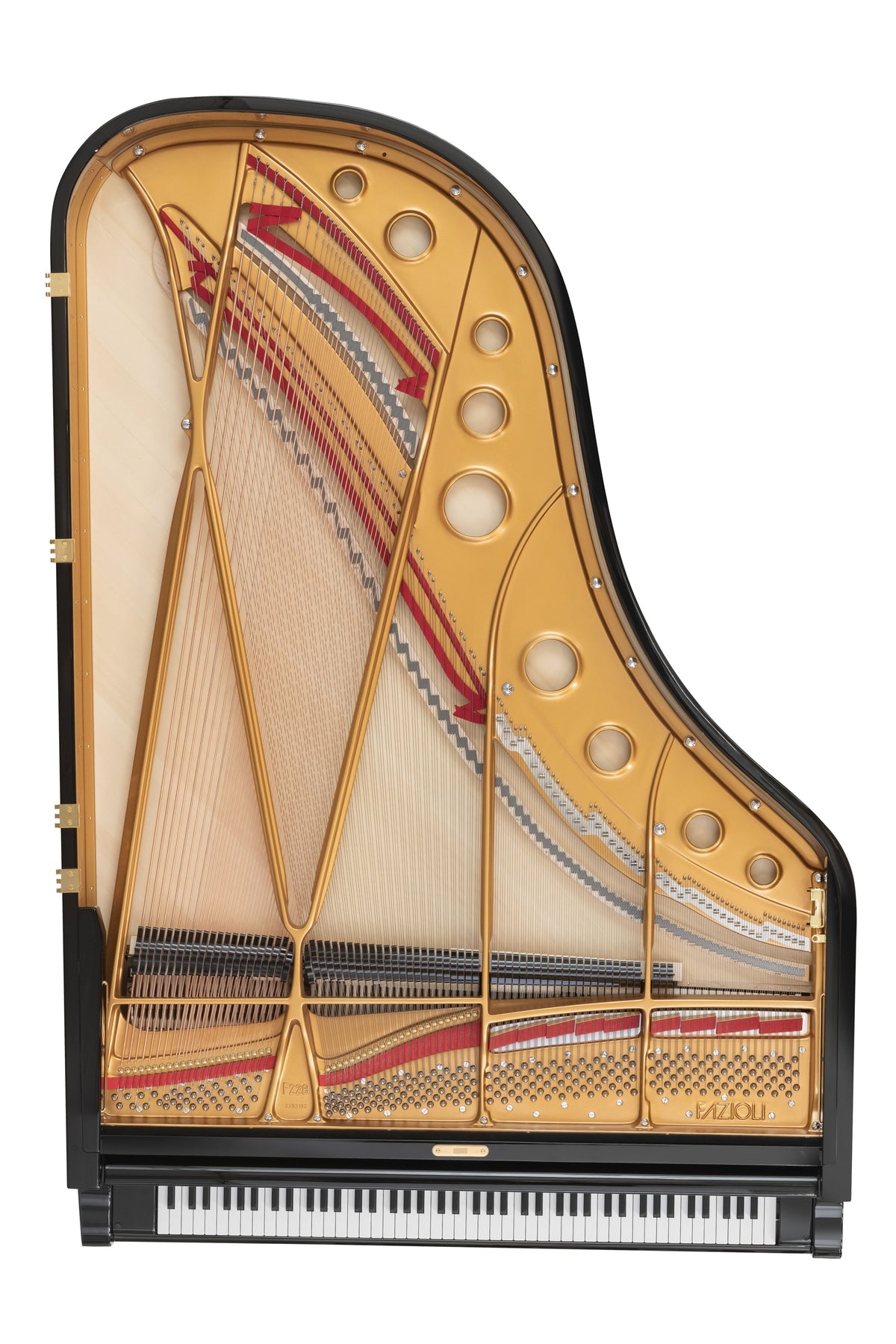 Table d’harmonie et cordes du Fazioli F228 neuf, piano à queue à vendre chez Accord & Co en Rhône-Alpes et Suisse romande
