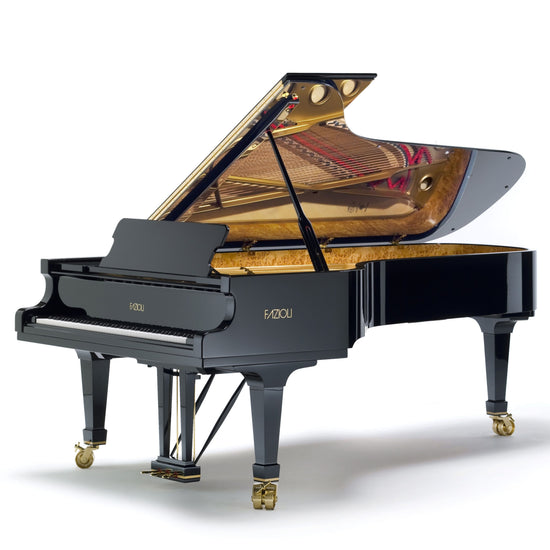 Fazioli F278 neuf finition noir poli, piano à queue de concert disponible chez Accord & Co en Rhône-Alpes et Suisse romande