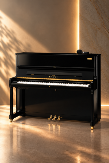 Piano droit hybride Kawai K-600 AURES 2 134 cm finition ébène poli
