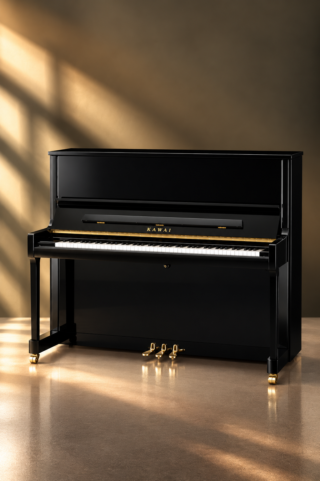 Piano droit Kawai K-600 134 cm ébène poli, piano acoustique neuf
