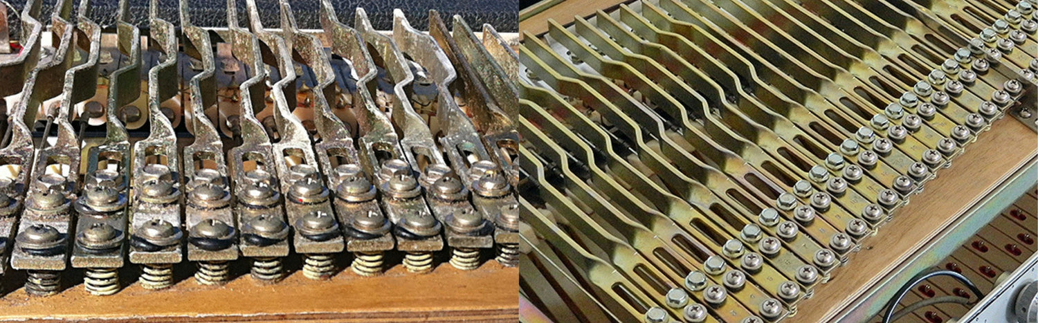 Avant et après : faire réparer l’oxydation des diapasons de votre clavier chez Accord & Co, atelier de claviers vintage en Rhone-Alpes
