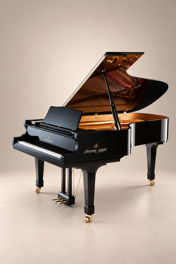 Piano à queue Shigeru Kawai SK-7 229 cm noir verni, piano semi-concert neuf haut de gamme Kawai