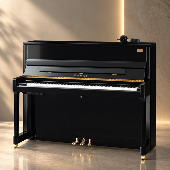 Piano droit hybride Kawai K-200 Aures 2 114 cm noir poli