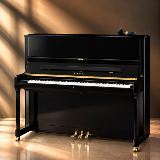 Piano droit hybride Kawai K-500 ATX4 130 cm ébène poli avec système silencieux AnyTime ATX4