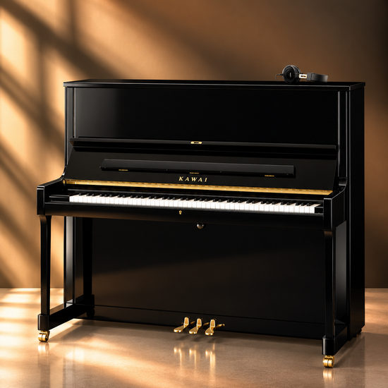 Piano droit hybride Kawai K-600 ATX4 134 cm ébène poli avec système silencieux AnyTime ATX4