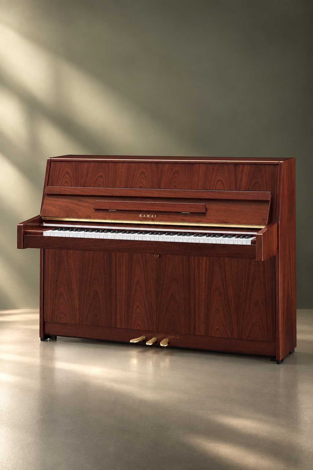 Piano droit Kawai K-15 E 110 cm acajou poli, piano acoustique neuf