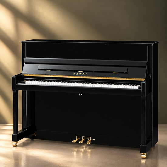 Piano droit Kawai K-300 122 cm noir poli, piano acoustique neuf