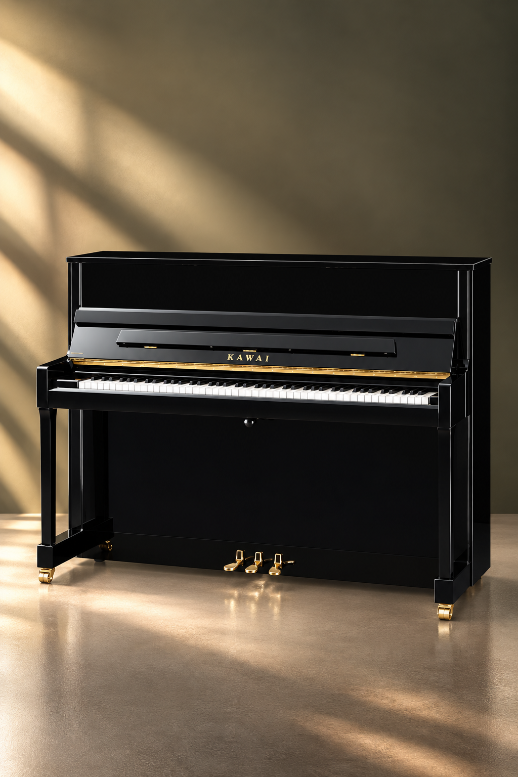 Piano droit Kawai K-300 122 cm noir poli, piano acoustique neuf