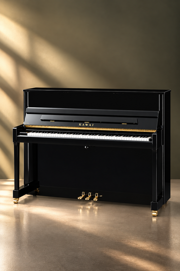 Piano droit Kawai K-300 122 cm noir poli, piano acoustique neuf
