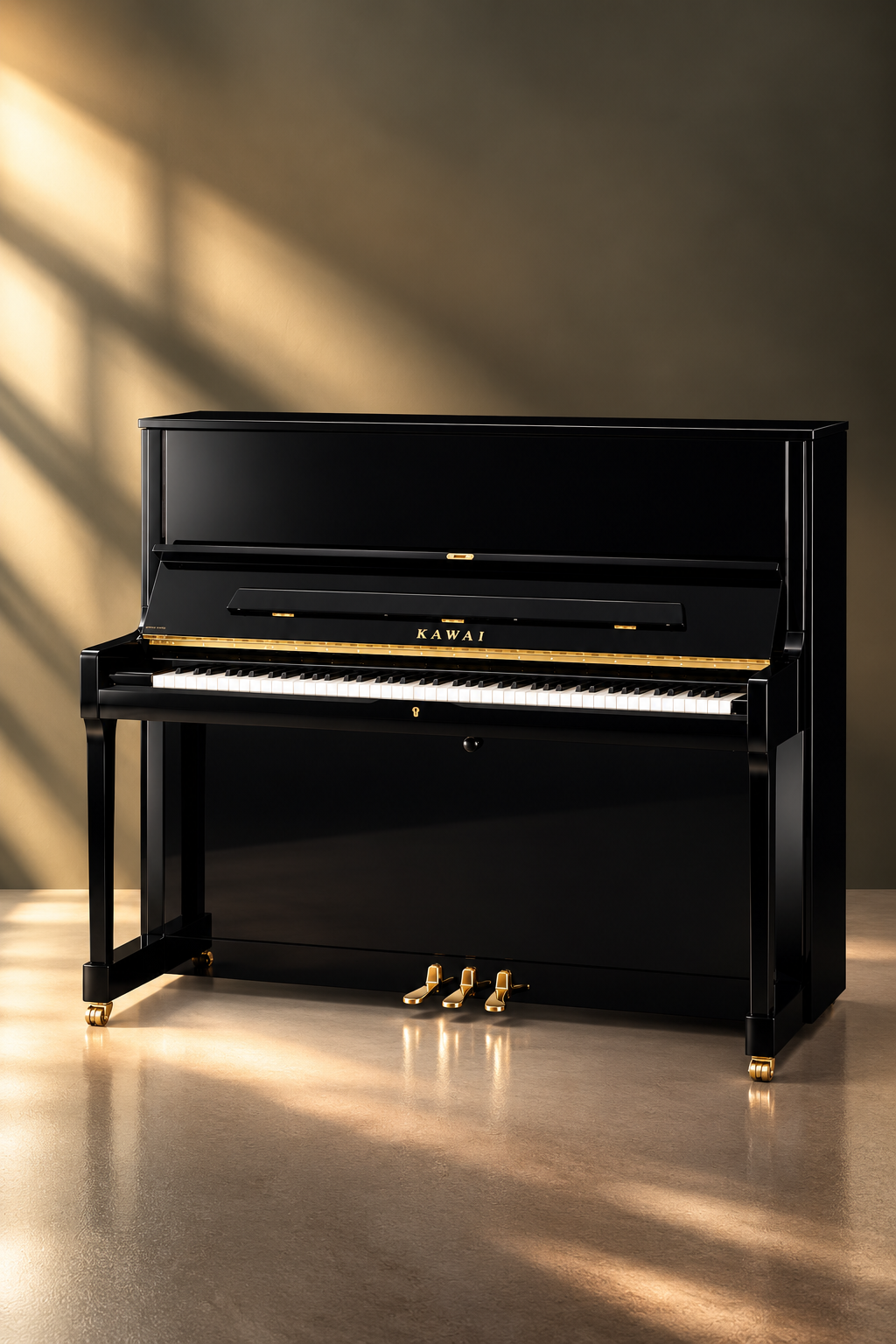 Piano droit Kawai K-500 130 cm ébène poli, piano acoustique neuf